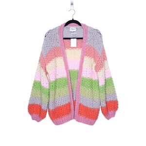 FRNCH NEW Lobelia Cardigan Pink Watermelon Oversized Chunky Knit Women's S/M